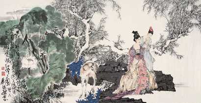华其敏 红妆仕女图 镜心